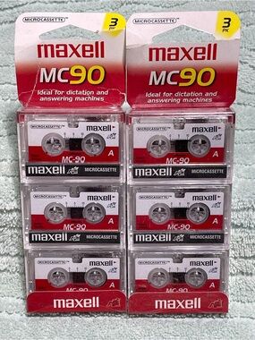 "MAXELL" MC-90 MICROCASSETTE TAPES 3 PACK, SET OF 2...NEVER BEEN USED OR OPENED.